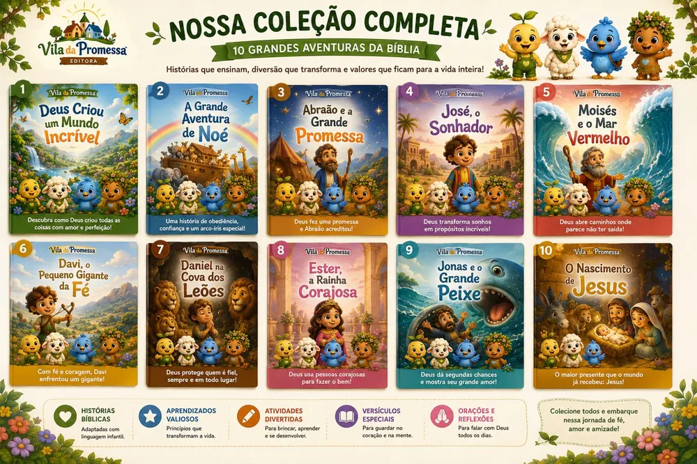 Capas dos 10 livros da coleção Vila da Promessa